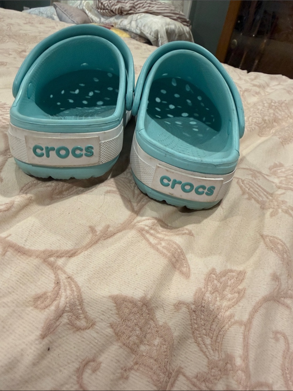 CROCS Light Aqua and White Classic Clog Mule